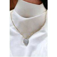 Kadın Zirkon Taşlı Gold Zincir Gümüş Renk Çelik Kalp Şık Kolye