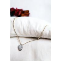 Kadın Zirkon Taşlı Gold Zincir Gümüş Renk Çelik Kalp Şık Kolye