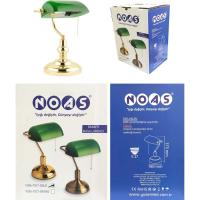 NOAS Banker Tipi Masa Lambası Gold Kasa Yeşil Cam