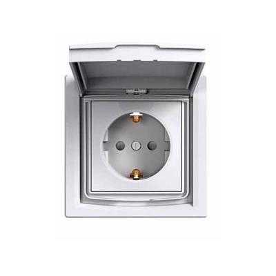 Schneider Electric Asfora Kapaklı Topraklı Priz Beyaz Çerçeveli