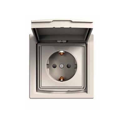 Schneider Electric Asfora Kapaklı Topraklı Priz Krem Çerçeveli