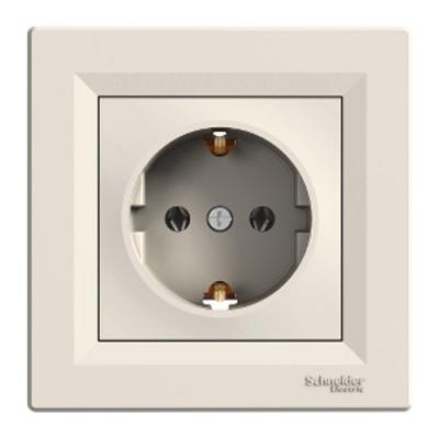 Schneider Electric Asfora Topraklı Priz Krem Çerçeveli