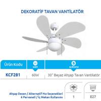 Vanti KCF281 60W Beyaz Ahşap Desenli Aydınlatmalı Tavan Vantilatörü