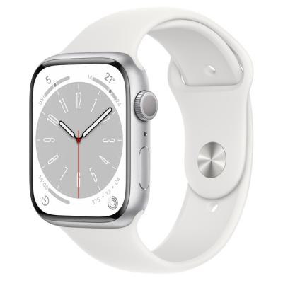 Apple Watch Series 8 Gümüş Rengi Alüminyum Kasa ve Spor Kordon