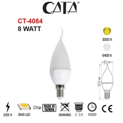 CATA CT-4084 8 Watt Kıvrık Mum Buji Led Ampul