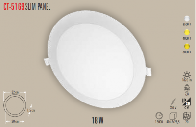 CATA CT-5169 3200K Günışığı 18W Panel Led Armatür