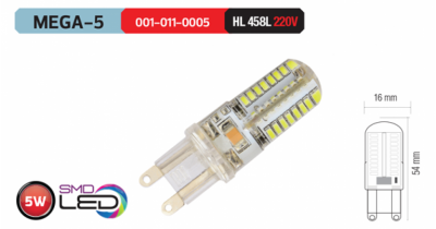 Horoz Mega-5 G9 Duylu 5 Watt 230 Lümen 220V Led Ampul