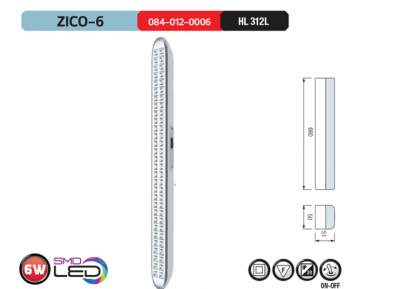 Horoz Zico-6 6 Watt 60 Ledli Şarjlı Işıldak Lamba