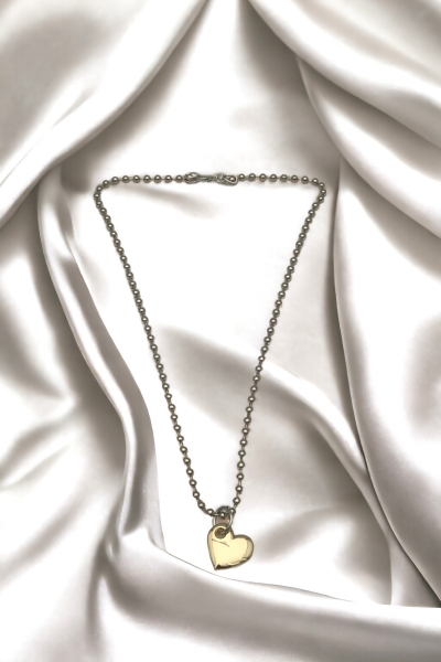 Kadın Gümüş Renk Zincir Gold Kalp Yeni Tasarım Kolye