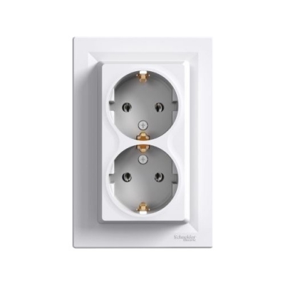 Schneider Electric Asfora Beyaz İkili Topraklı Priz
