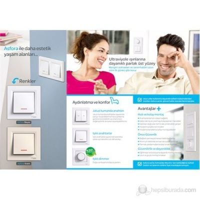 Schneider Electric Asfora Topraklı Priz Krem Çerçeveli