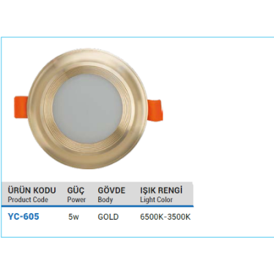 YCL Yc-605 Smd Led Spot Gold Kasa 5W